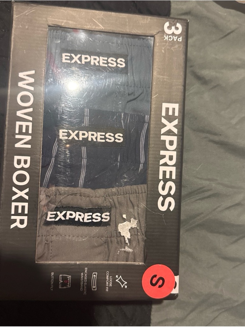 Express Men’s 3-Pack Woven Boxers - Navy & Gray